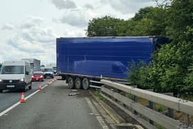 Pictured: Lorry after crash