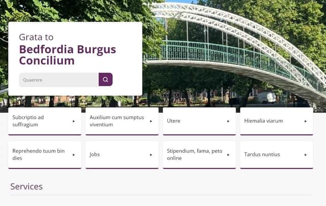 Bedford Borough Council's website - in Latin.