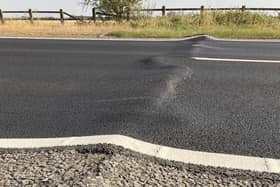 A road damaged by the heat (Picture courtesy of Beds, Cambs & Herts Road Policing Unit)