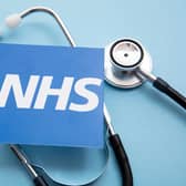 LONDON, UK - July 2021: NHS National health service logo with a stethoscope.