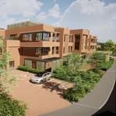 Artists CGI impression of what the care home and homes will look like when complete.