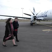 HRH The Princess Royal walks alongside the National Flying Laboratory Centre with vice-chancellor of Cranfield University, Professor Karen Holford CBE FREng (Picture: Cranfield University)
