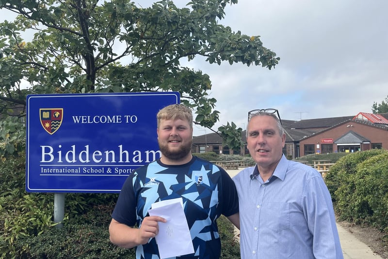 Proud dad, David Bailey - who is also the principal at Biddenham International School & Sports College - with son, Tom