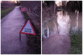 Flooding at the path through Priory Country Park to Cardington Mill and Priory Business Park. Picture: Bedford Borough Council