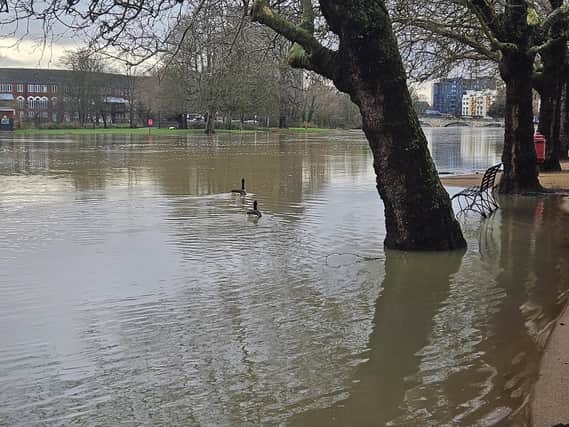 Flooding at Bedford Embankment.