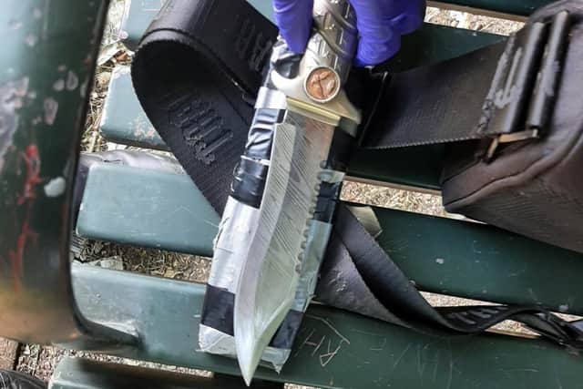 This knife was found discarded (Picture courtesy of @NorthBedsPolice)