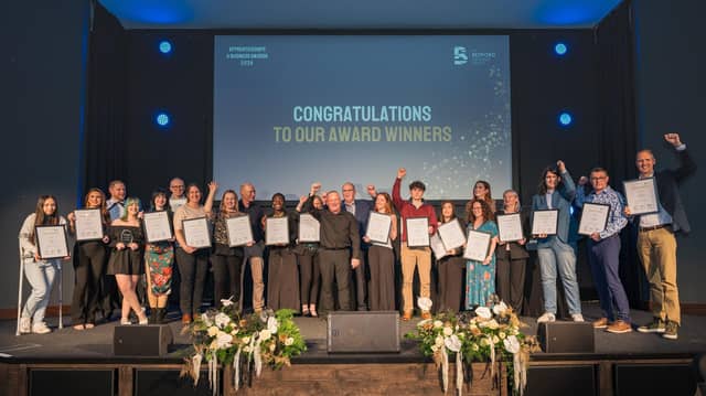 Students and employers celebrating their win at The Bedford College Group Apprenticeship and Business Awards 2026