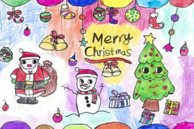 Shackleton Primary School pupil Dulmi won Bedford Christmas card competition