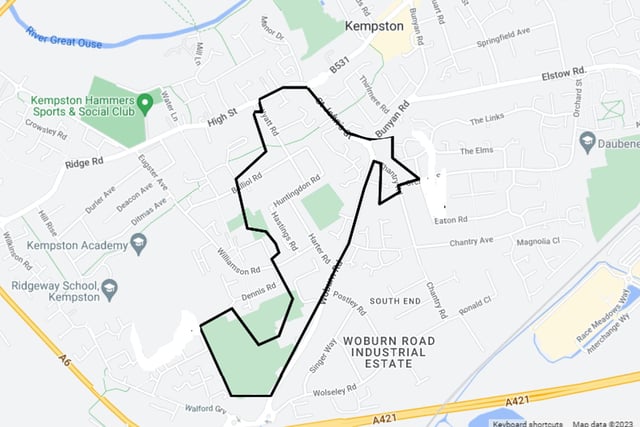 This area of Kempston West & South is the second coldest neighbourhood in Bedford, and ranks 89th in the top 100 coldest neighbourhoods in the East of England