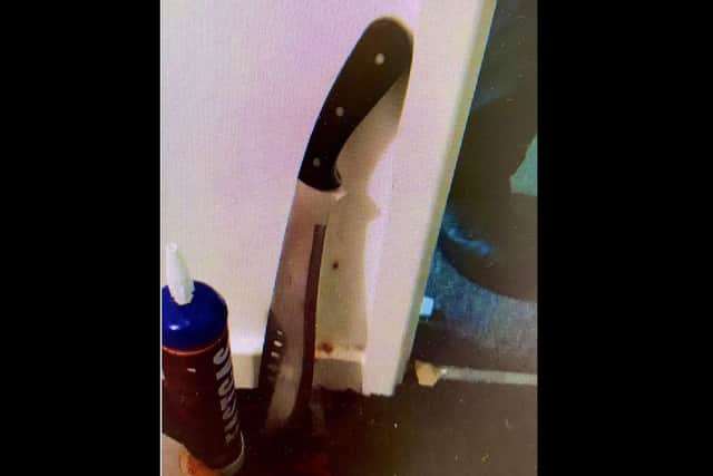 There was clear evidence of drugs and weapons in the property – including this nasty-looking machete
