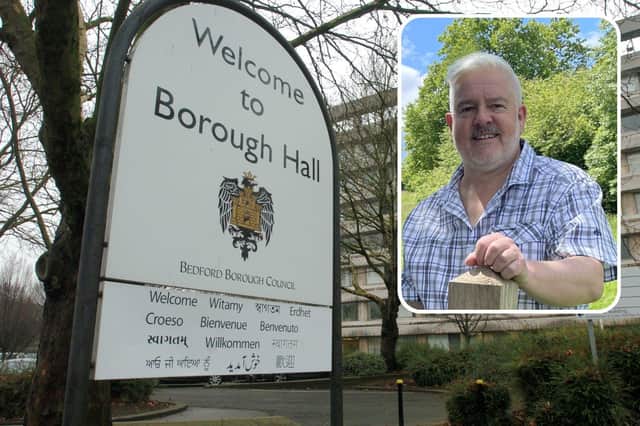 Bedford Borough Hall and inset, Councillor Charles Royden