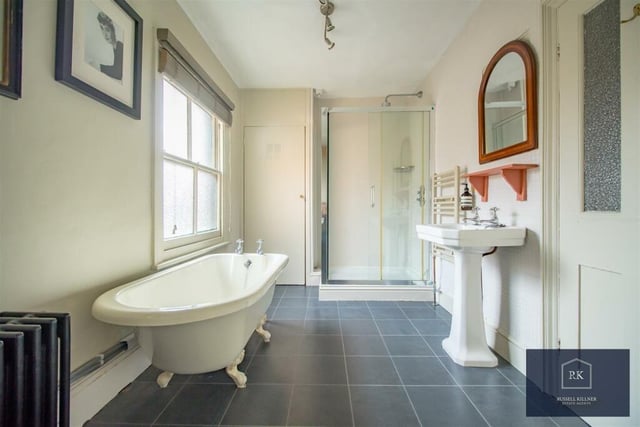 On the first floor, the four-piece family bathroom boasts a roll top bath and double shower cubicle