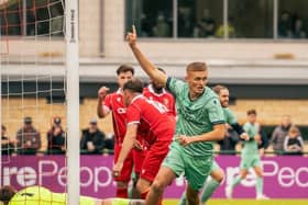 Wheeling away: Real Bedford celebrate scoring at the weekend