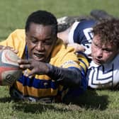 Bedford Swifts' Virgil Ferguson scores a try against Leighton Buzzard 2nds