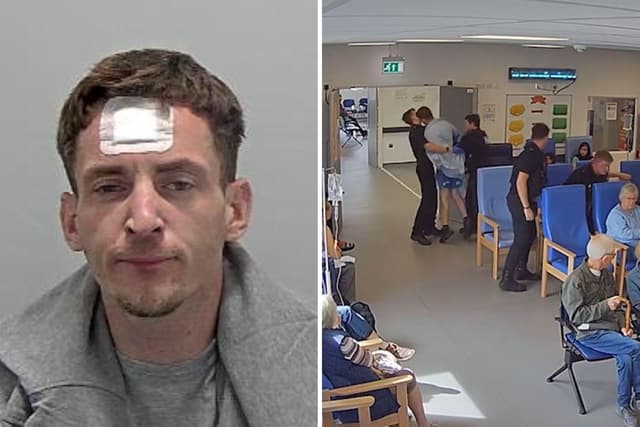 Mann, der Polizisten mit Kopfstoß bewusstlos schlug, im Bedford Hospital ...