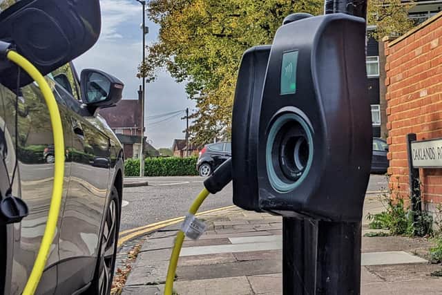 An electric charging point in Bedford