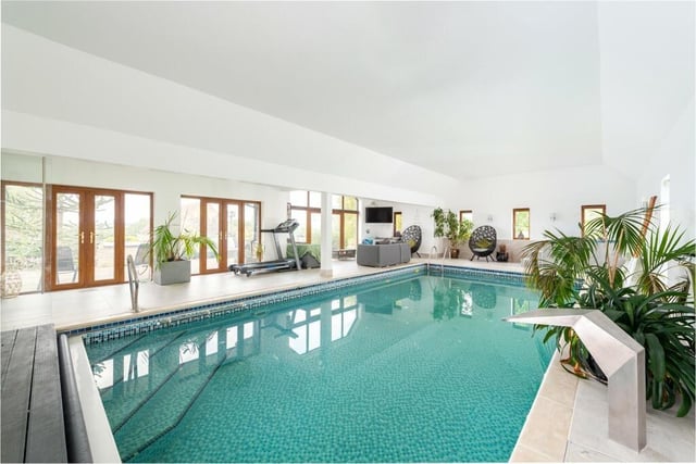 This is what we've all come for, the heated indoor swimming pool has a part vaulted ceiling and glazed double doors to a side terrace. It is of varying depth and has a tiled anti-slip floor, plunge pool and changing room with shower area