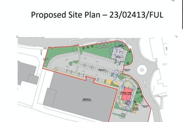Site for new Costa drive-thru off Riverfield Drive Screenshot video recording of Bedford Borough Council's Planning Committee Meeting 26/2/24 Image: LDRS