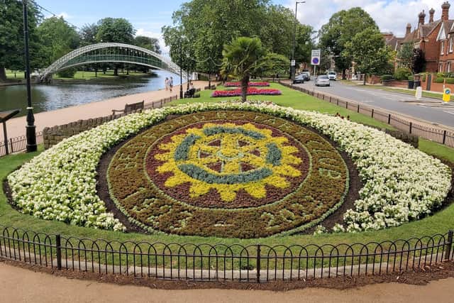 The floral bedding display at The Embankment, Bedford