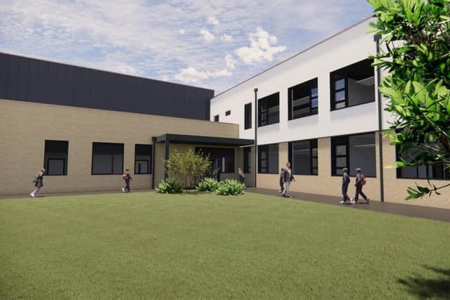 An artist's impression of the new teaching block to be built at Holywell School