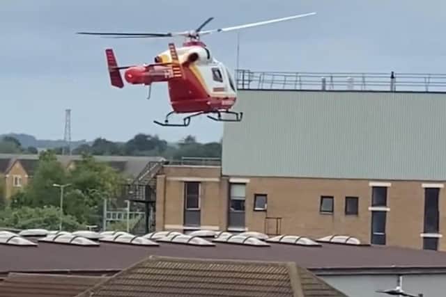 The air ambulance landed in Midland Road