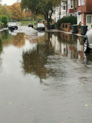 Flood water had largely subsided during the morning with the exception of some areas of town, such as Tennyson Road, pictured.