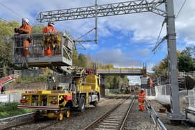 Network Rail engineers carry out wiring work on the Midland Main Line (Network Rail)