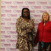 Volunteer Eileen Jones Brown (left) with Keech Hospice Care CEO Liz Searle