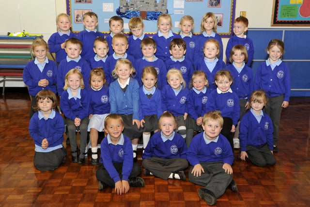 The reception class pupils at Amble Links First School.