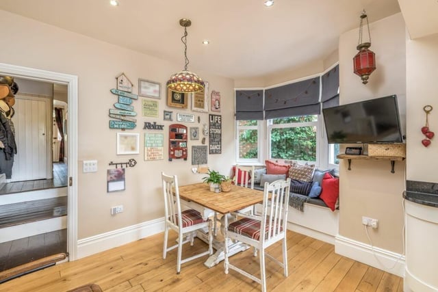 The kitchen/diner, transformed from a scullery and coal bunkers, is the hub of the home. Measuring 24ft 2in by 10ft 11in - it features a window seat in the dining area
