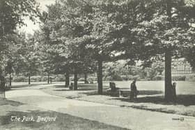 A Nigel Temple Postcard Collection showing a tree lined path through Bedford Park