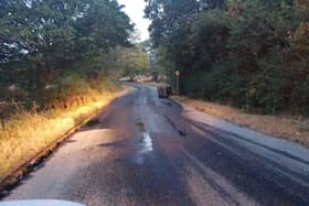 A large quantity of oil was dumped on the road between Harrold and Hinwick earlier today (Friday). (Picture: Bedford Borough Council)