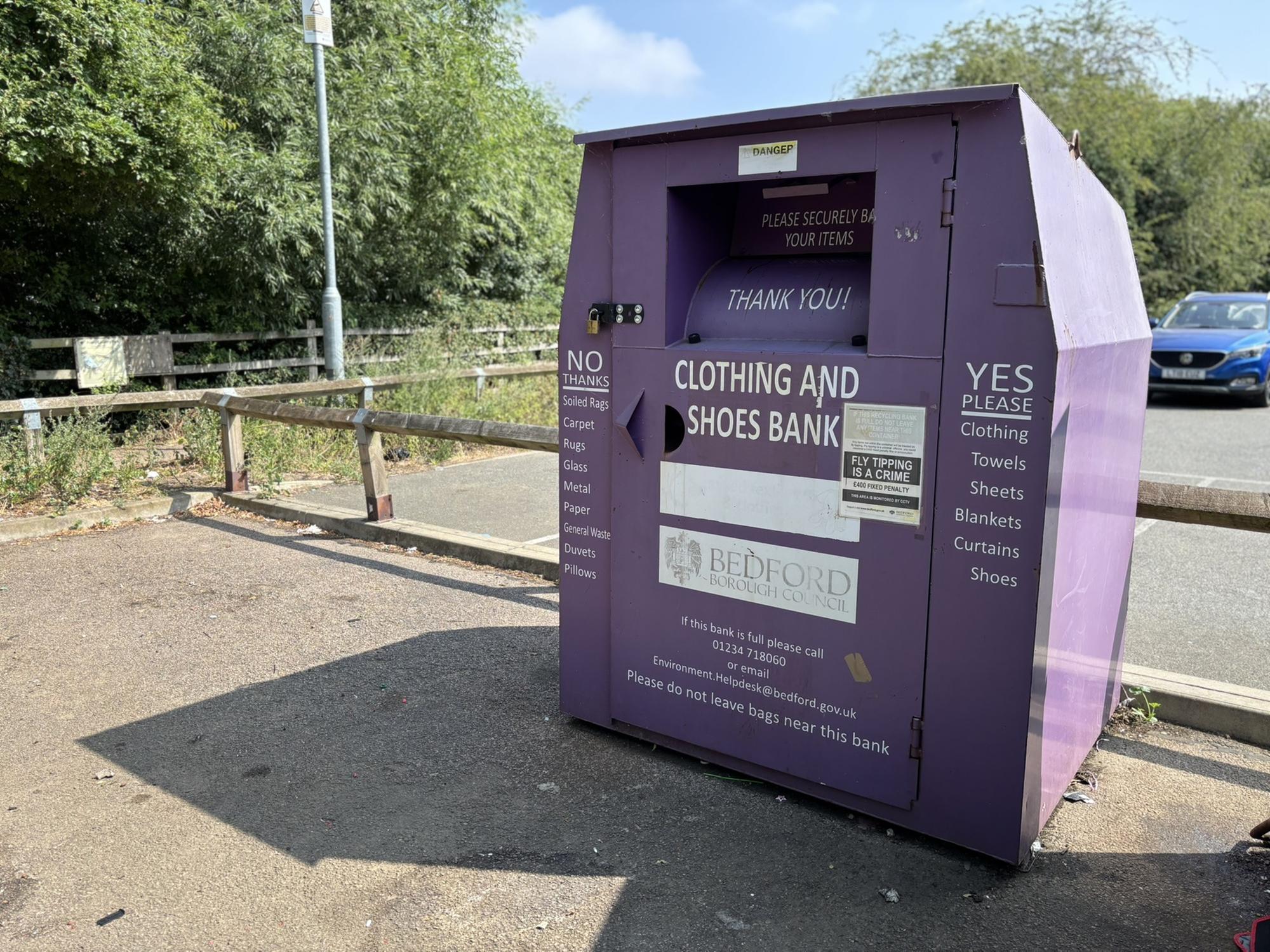 5 textile recycling bins removed from Bedford