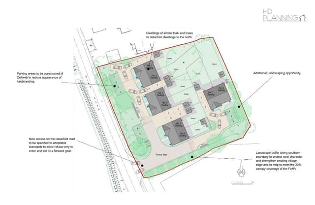 Proposed layout for new homes in Cotton End Screenshot taken from the Justification Statement for the planning application. Source: Bedford Borough Council planning portal