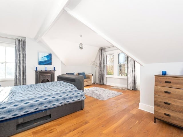 This lovely bedroom is on the second floor
