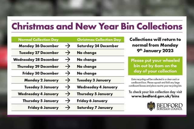 Bedford Christmas bin collections