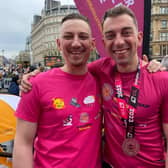 Brothers Adam and Graeme Dilley after the marathon.