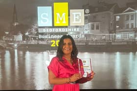 Moona Karim, owner of Home Instead Bedford, with the award