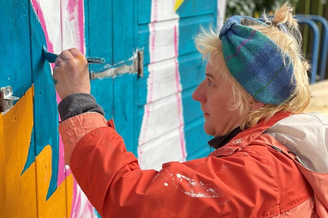 Bedford Creative Arts helped create the colourful murals to the pair of sheds