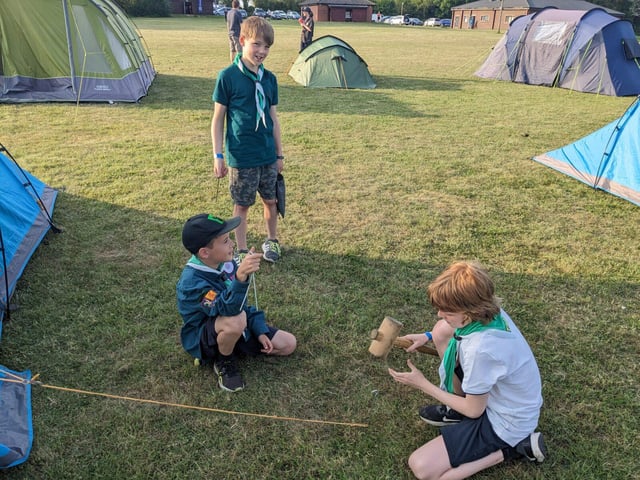 Scouts pitching their tent