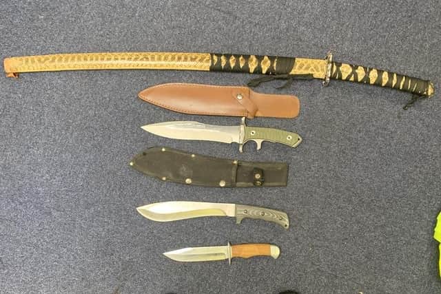 Some of the knives recovered by Beds Police