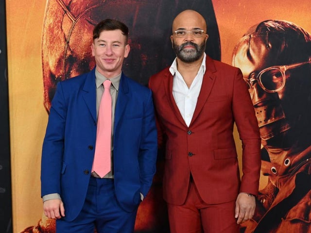 US actor Jeffrey Wright (R) and Irish actor Barry Keoghan (L) arrive for "The Batman" world premiere. (Photo by ANGELA WEISS/AFP via Getty Images)