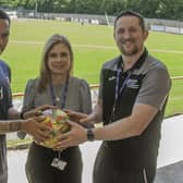 From left, Cameron Mawer, Kempston Rovers Academy manager, Gail Cocozza, Bedford College Group's vice principal and Steve Smith, head of sport at Bedford College