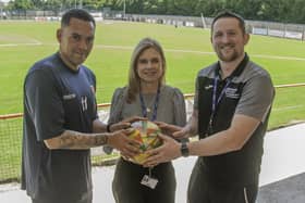 From left, Cameron Mawer, Kempston Rovers Academy manager, Gail Cocozza, Bedford College Group's vice principal and Steve Smith, head of sport at Bedford College
