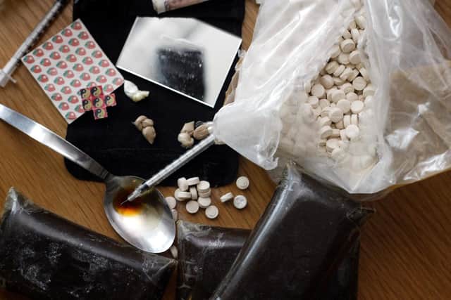 Stock shot of drugs and drug-taking equipment