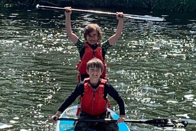 Cubs paddleboard on the River Great Ouse. PIC: Flitwick Scout Group