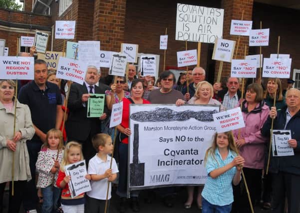 A former protest against Covanta at Stewartby Village Hall
