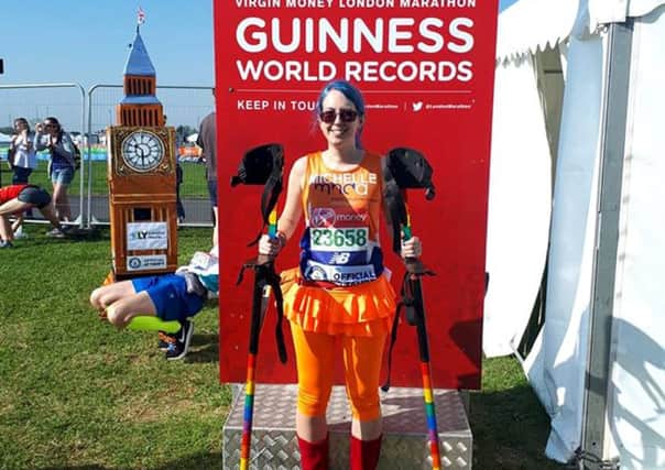 Stilt running athlete Michelle Frost regained her world record
