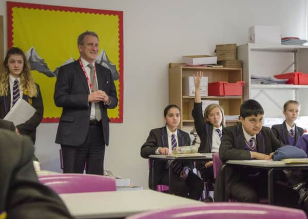Education Secretary Damian Hinds oversees a history lesson during his visit to Bedford Free School last Thursday