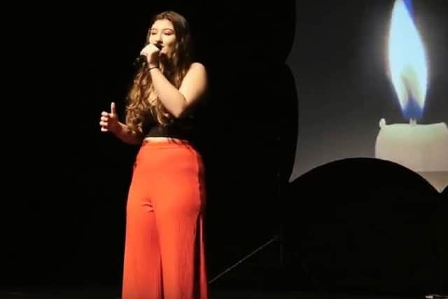 Leyla Tuncay performing Adele on stage Photo credit -Teen Star video still PNL-180805-160421001